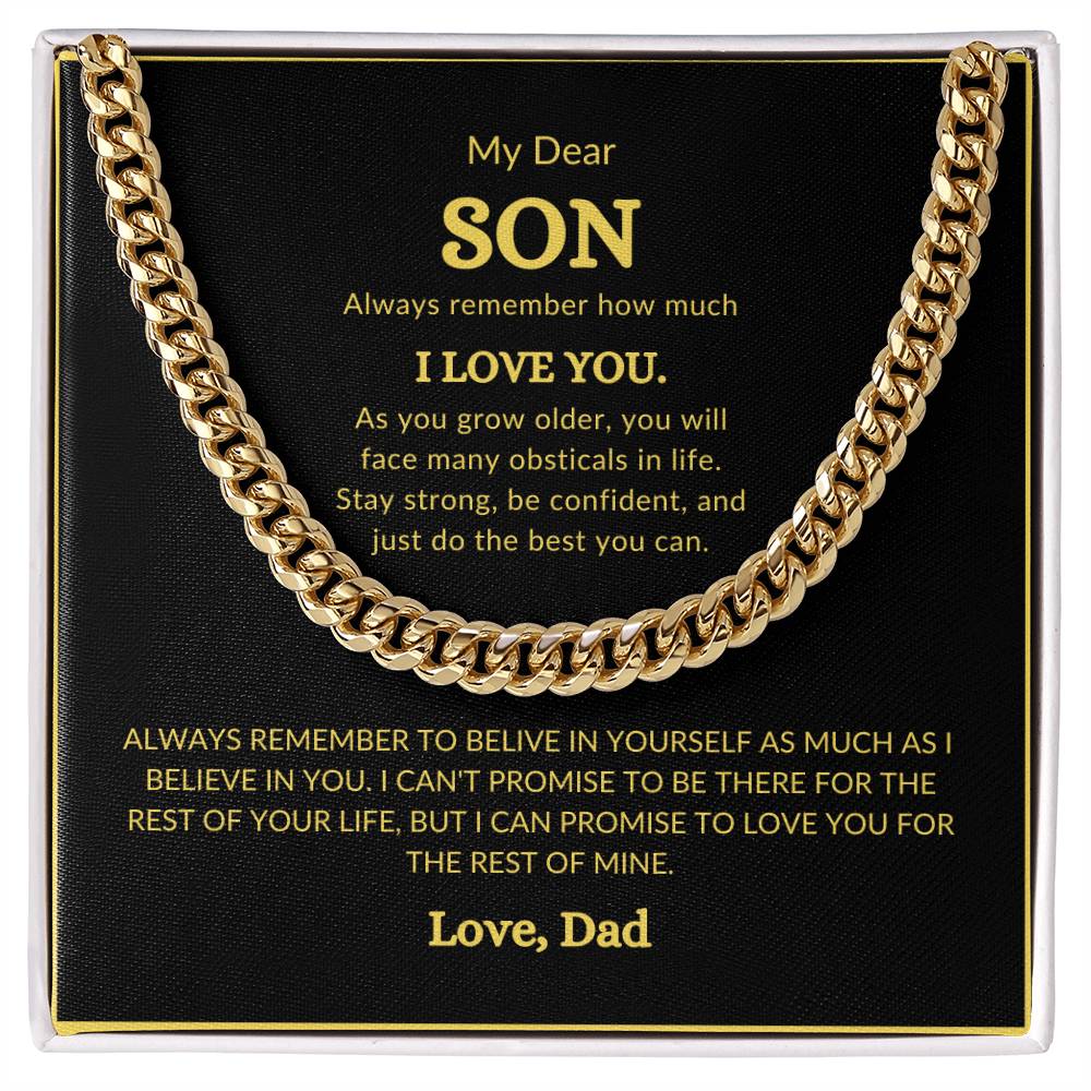 To Son from Dad Cubin Link Chain