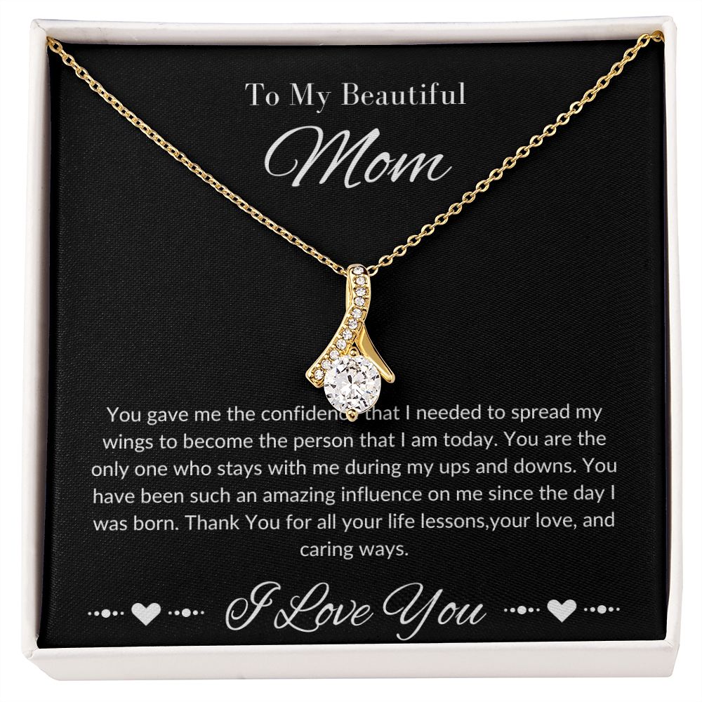 Mom Stepmom Mother's Day White Gold Yellow Gold, I Love You, Alluring Beauty Neckless