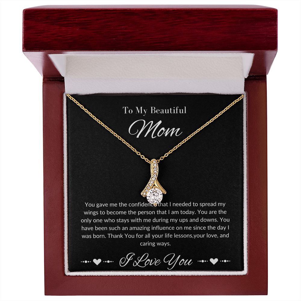 Mom Stepmom Mother's Day White Gold Yellow Gold, I Love You, Alluring Beauty Neckless