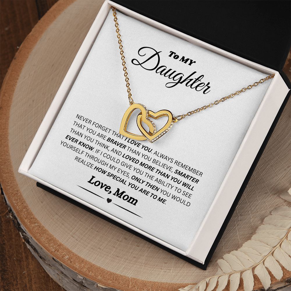 Daughter Interlocking Hearts Yellow Gold/Polished Stainless and Rose