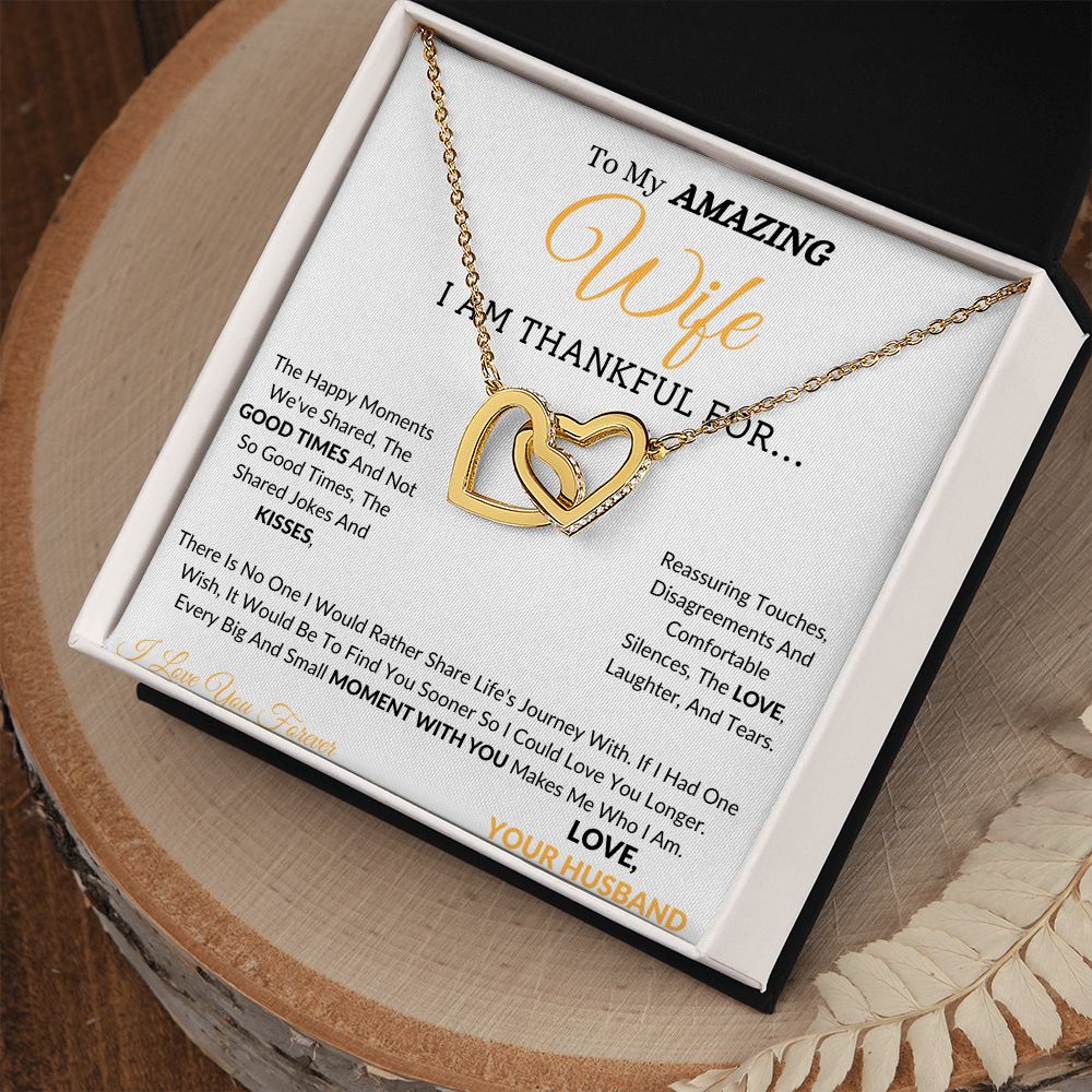 Wife Interlocking Hearts Yellow Gold/Polished Stainless and Rose