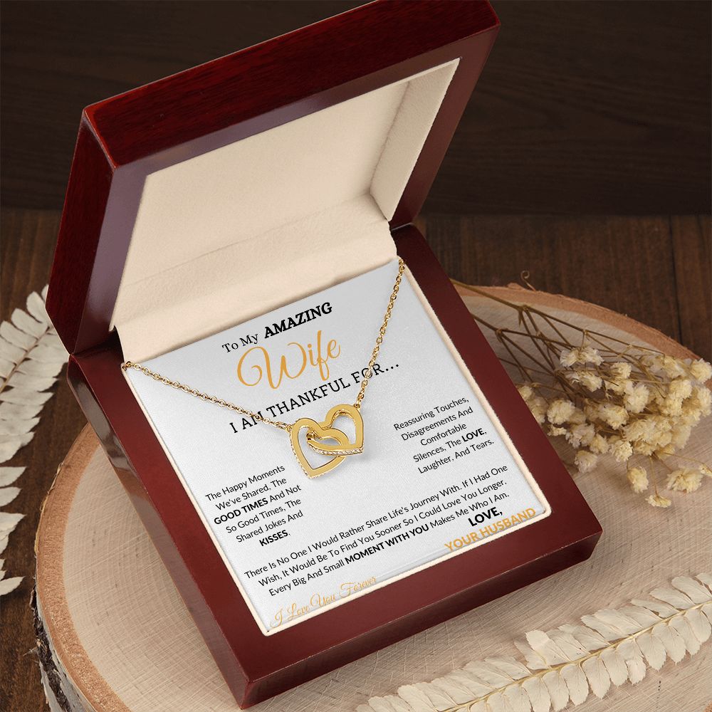 Wife Interlocking Hearts Yellow Gold/Polished Stainless and Rose