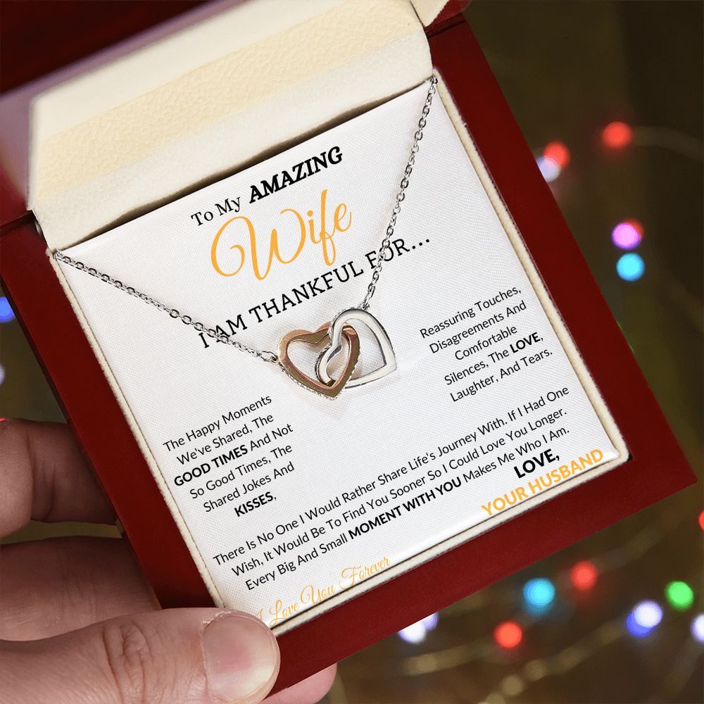 Wife Interlocking Hearts Yellow Gold/Polished Stainless and Rose