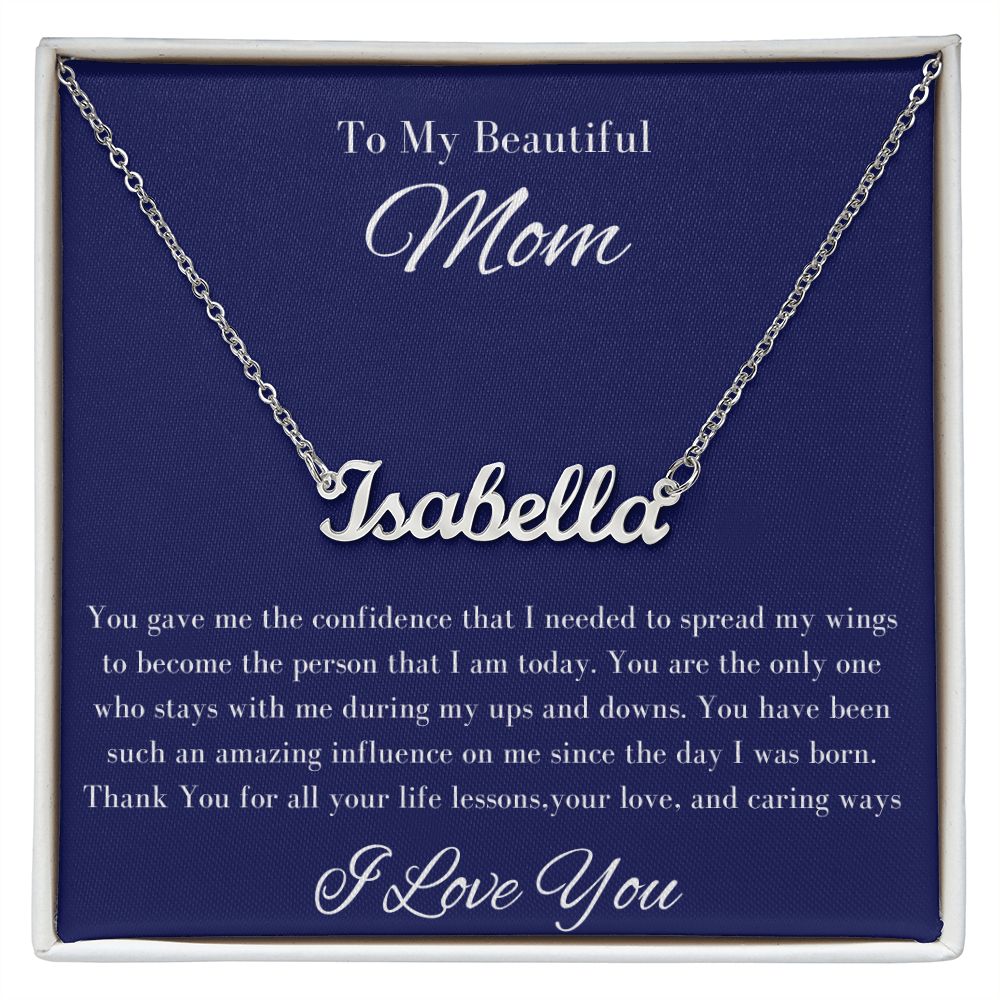 Mom Stepmom Mother's Day, Signature Personalized I Love You Neckless