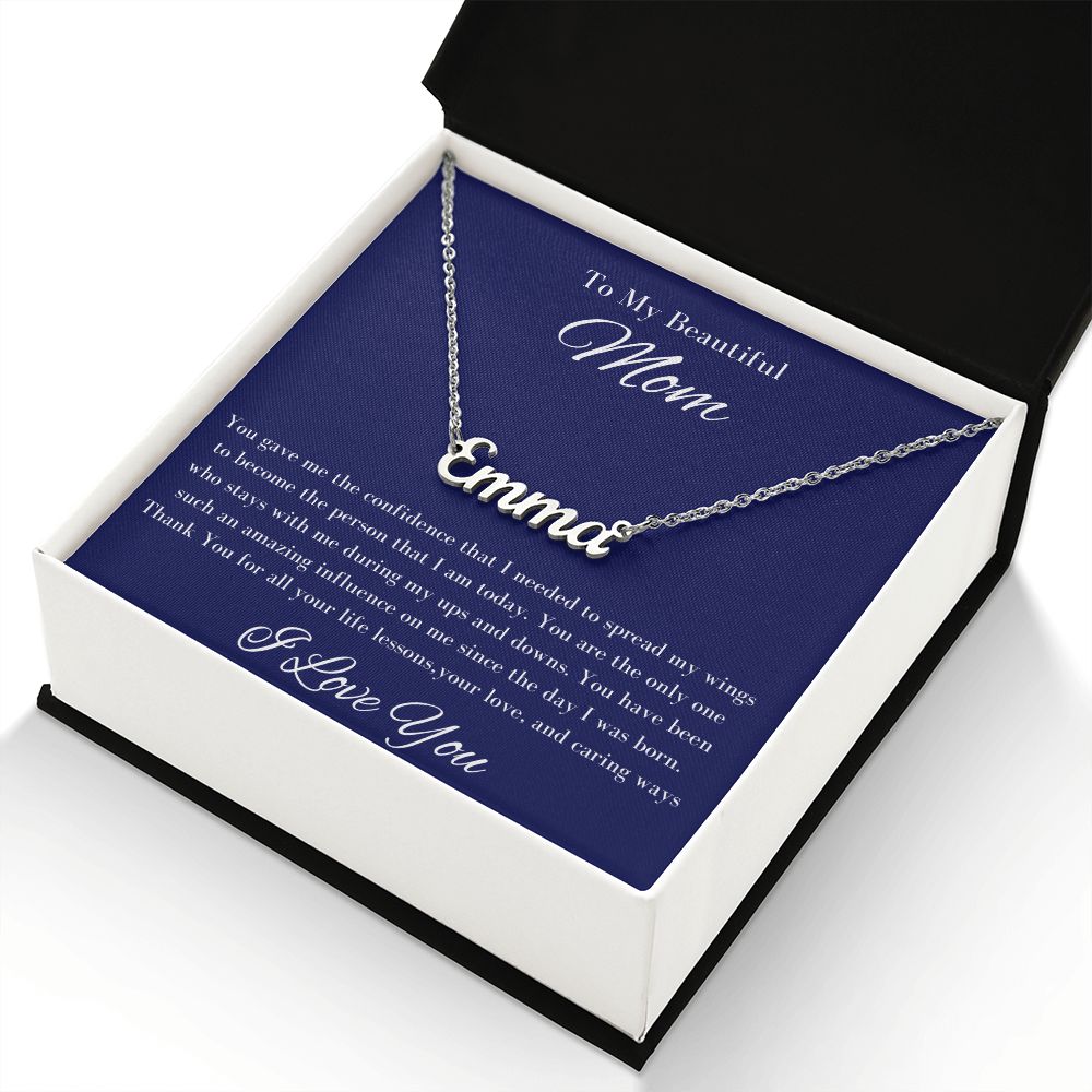 Mom Stepmom Mother's Day, Signature Personalized I Love You Neckless