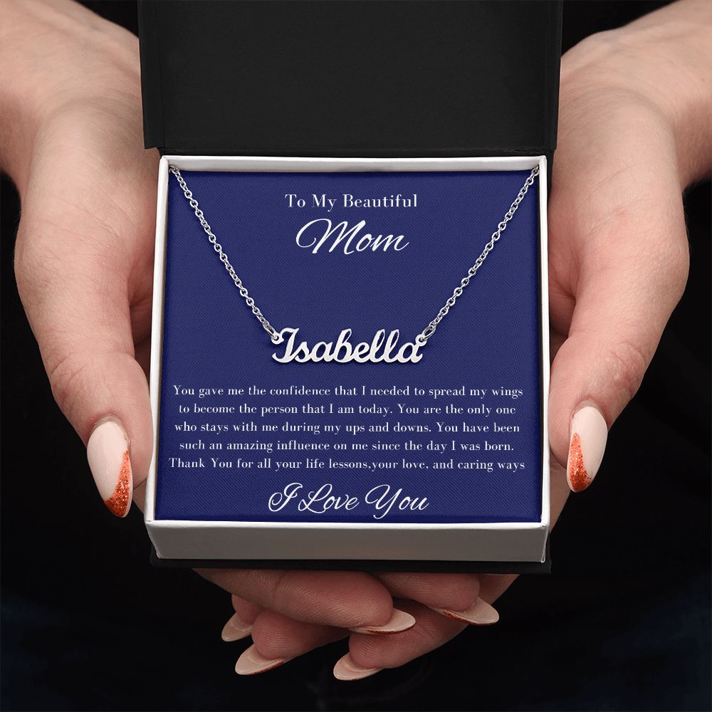 Mom Stepmom Mother's Day, Signature Personalized I Love You Neckless