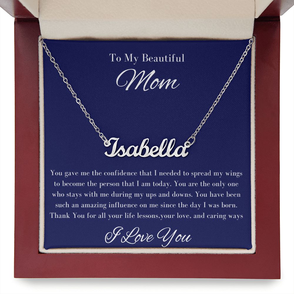 Mom Stepmom Mother's Day, Signature Personalized I Love You Neckless