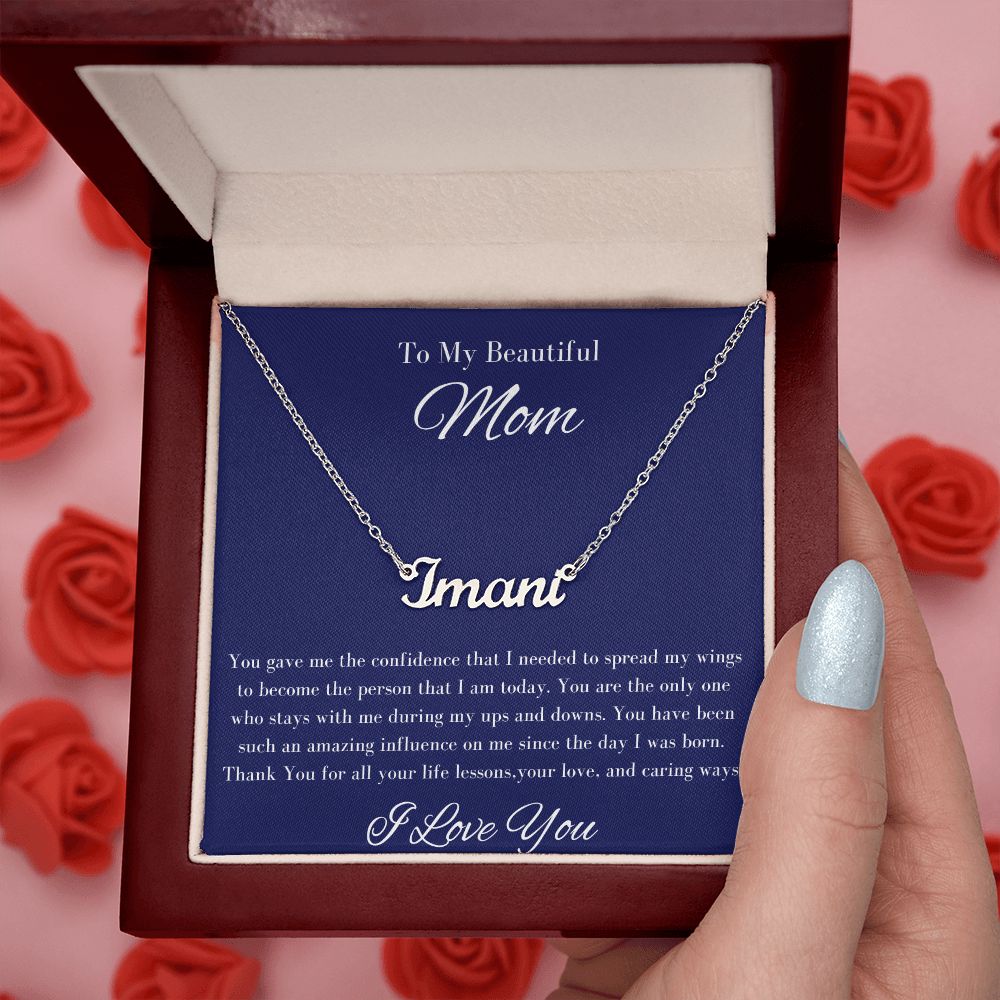 Mom Stepmom Mother's Day, Signature Personalized I Love You Neckless