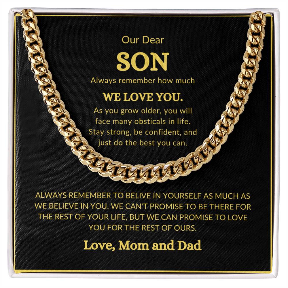 To Son from Mom and Dad Cubin Link Chain