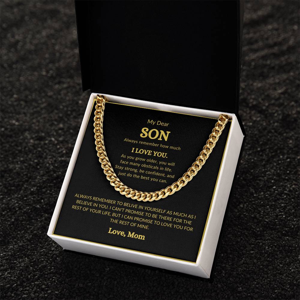 To Son from Mom Cubin Link Chain