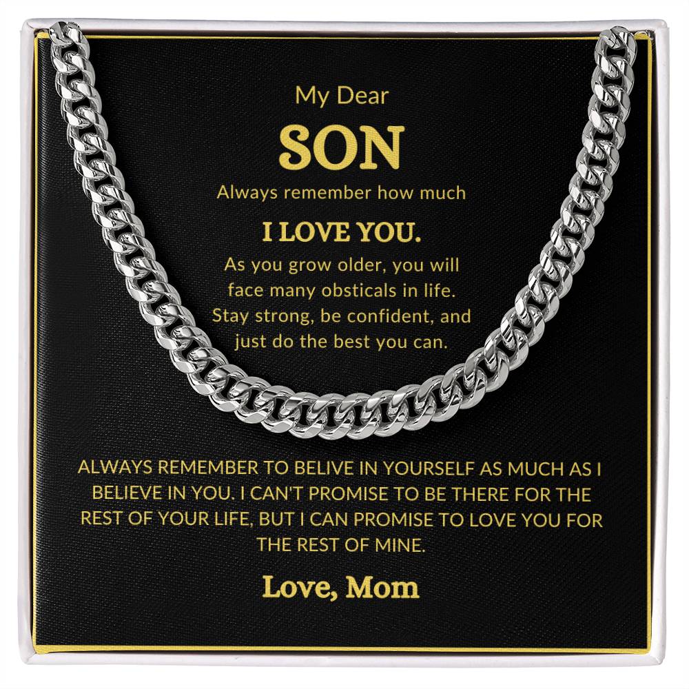 To Son from Mom Cubin Link Chain