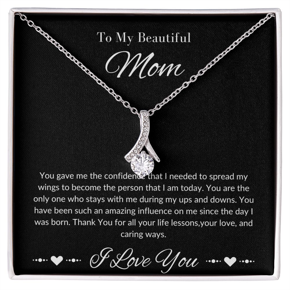Mom Stepmom Mother's Day White Gold Yellow Gold, I Love You, Alluring Beauty Neckless
