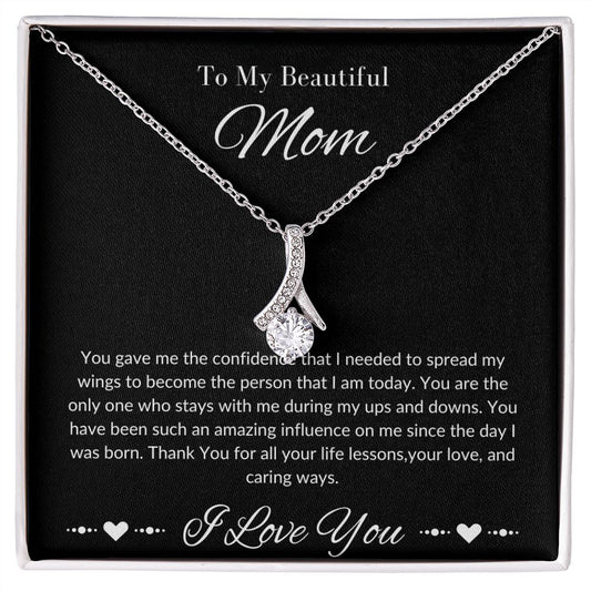 Mom Stepmom Mother's Day White Gold Yellow Gold, I Love You, Alluring Beauty Neckless