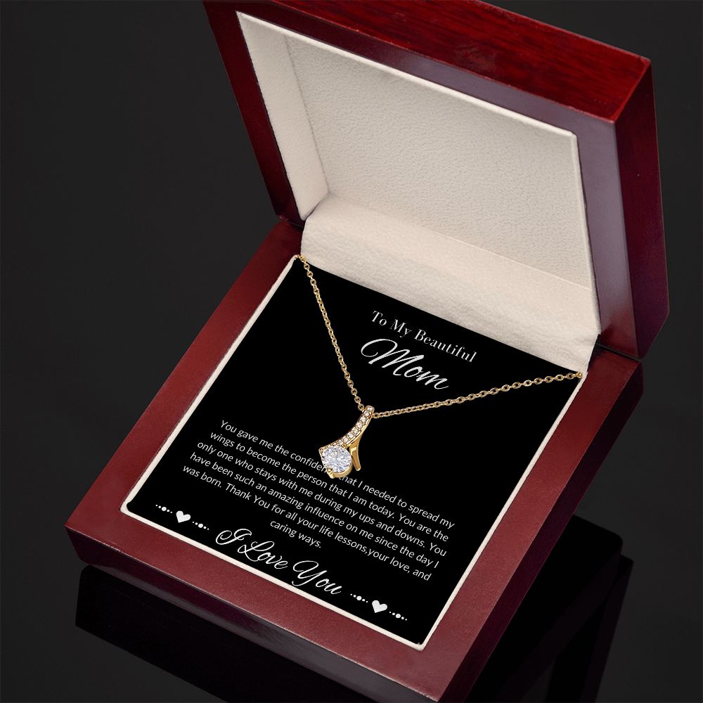 Mom Stepmom Mother's Day White Gold Yellow Gold, I Love You, Alluring Beauty Neckless