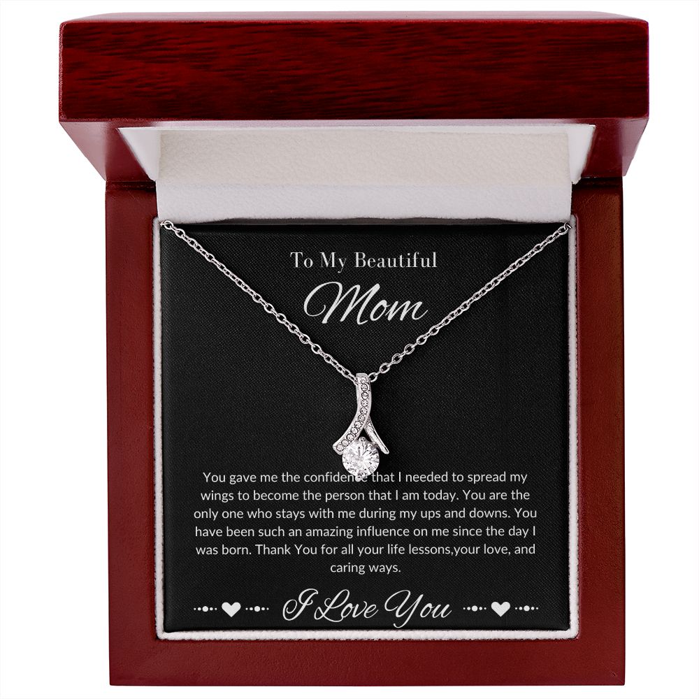 Mom Stepmom Mother's Day White Gold Yellow Gold, I Love You, Alluring Beauty Neckless