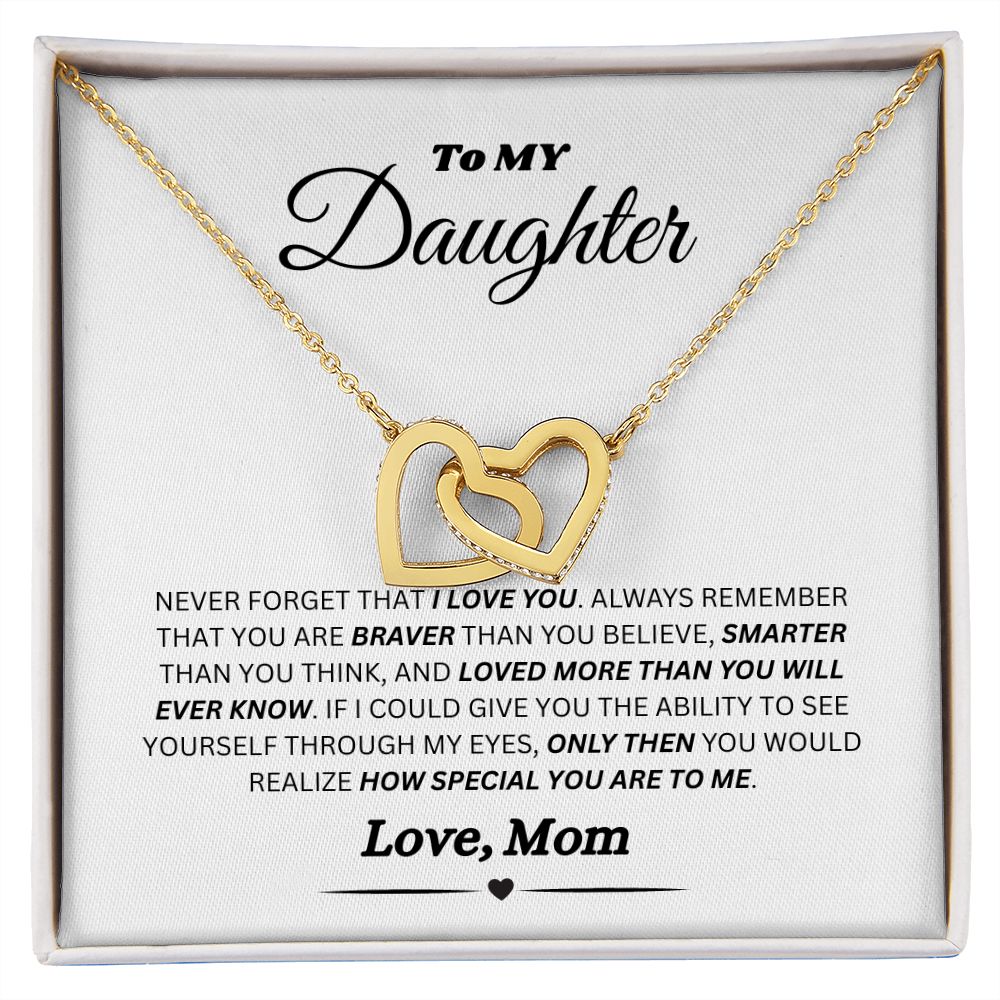 Daughter Interlocking Hearts Yellow Gold/Polished Stainless and Rose