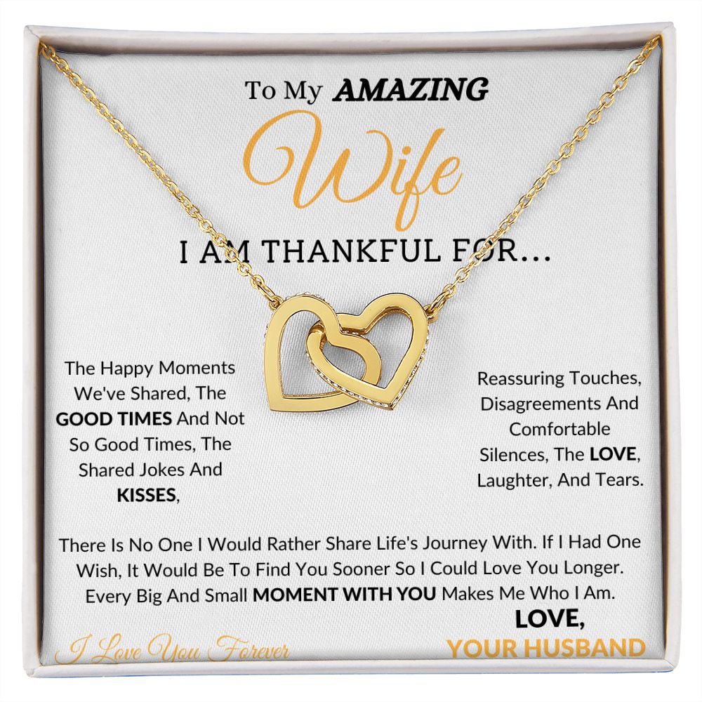Wife Interlocking Hearts Yellow Gold/Polished Stainless and Rose