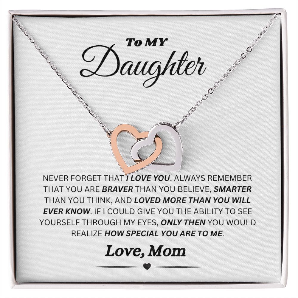 Daughter Interlocking Hearts Yellow Gold/Polished Stainless and Rose