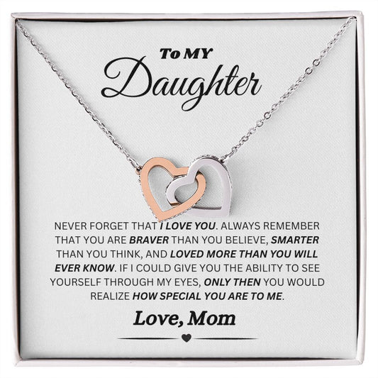 Daughter Interlocking Hearts Yellow Gold/Polished Stainless and Rose