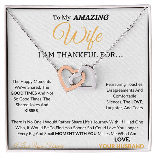 Wife Interlocking Hearts Yellow Gold/Polished Stainless and Rose