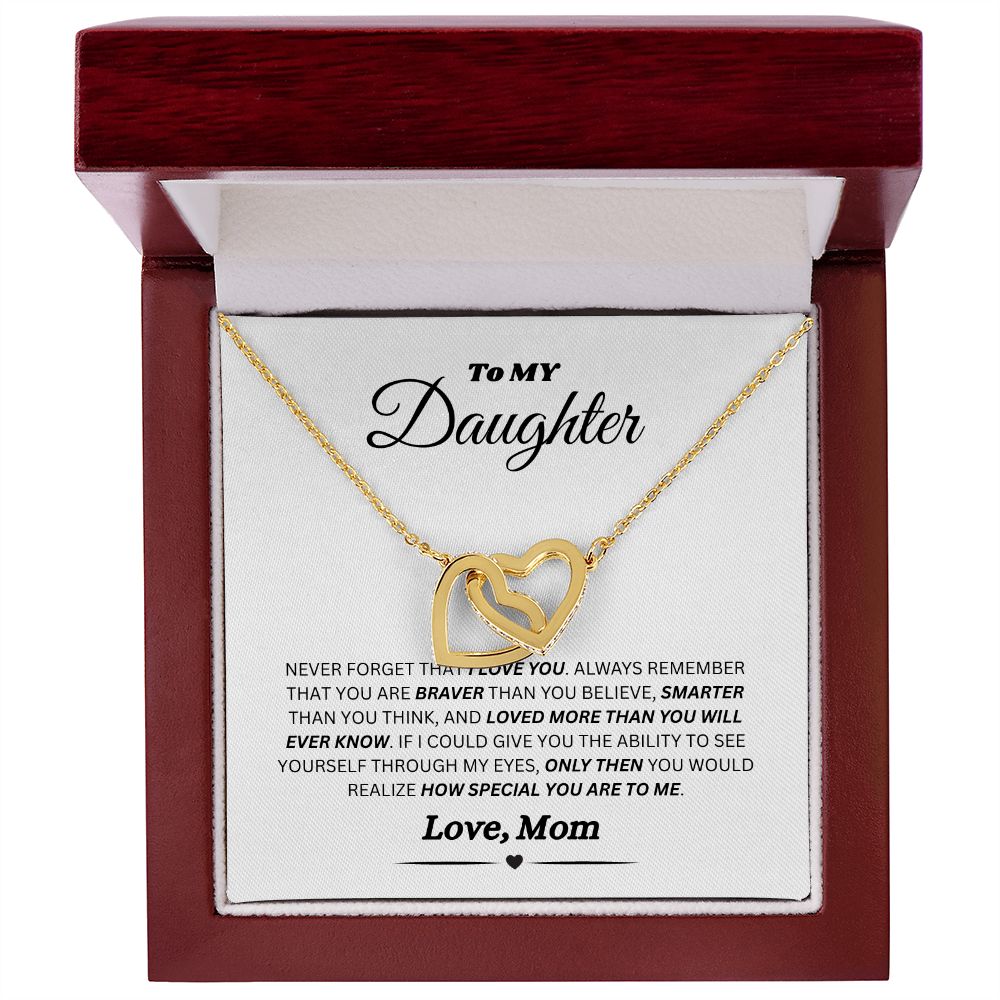 Daughter Interlocking Hearts Yellow Gold/Polished Stainless and Rose