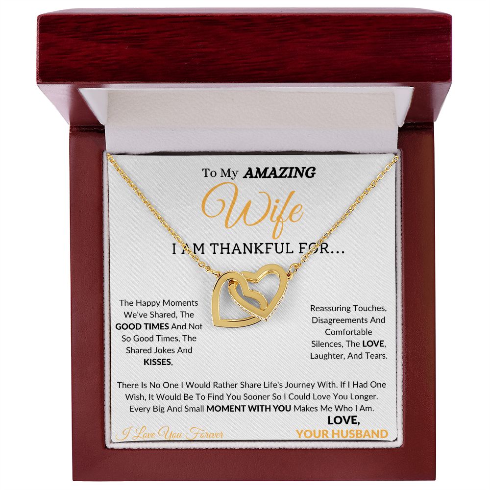 Wife Interlocking Hearts Yellow Gold/Polished Stainless and Rose