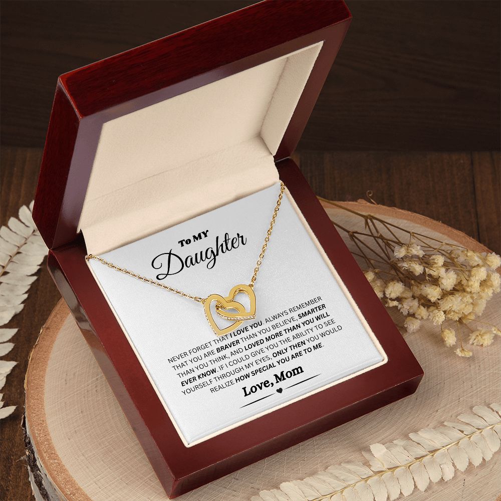Daughter Interlocking Hearts Yellow Gold/Polished Stainless and Rose
