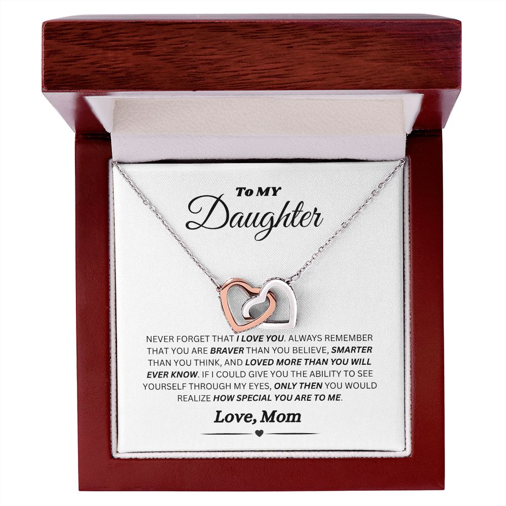 Daughter Interlocking Hearts Yellow Gold/Polished Stainless and Rose