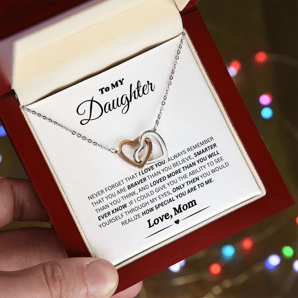 Daughter Interlocking Hearts Yellow Gold/Polished Stainless and Rose
