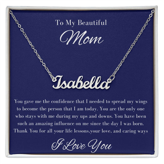 Mom Stepmom Mother's Day, Signature Personalized I Love You Neckless