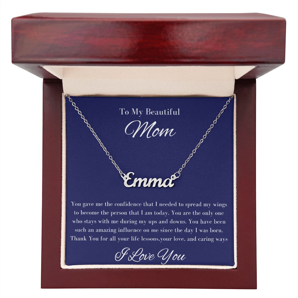 Mom Stepmom Mother's Day, Signature Personalized I Love You Neckless