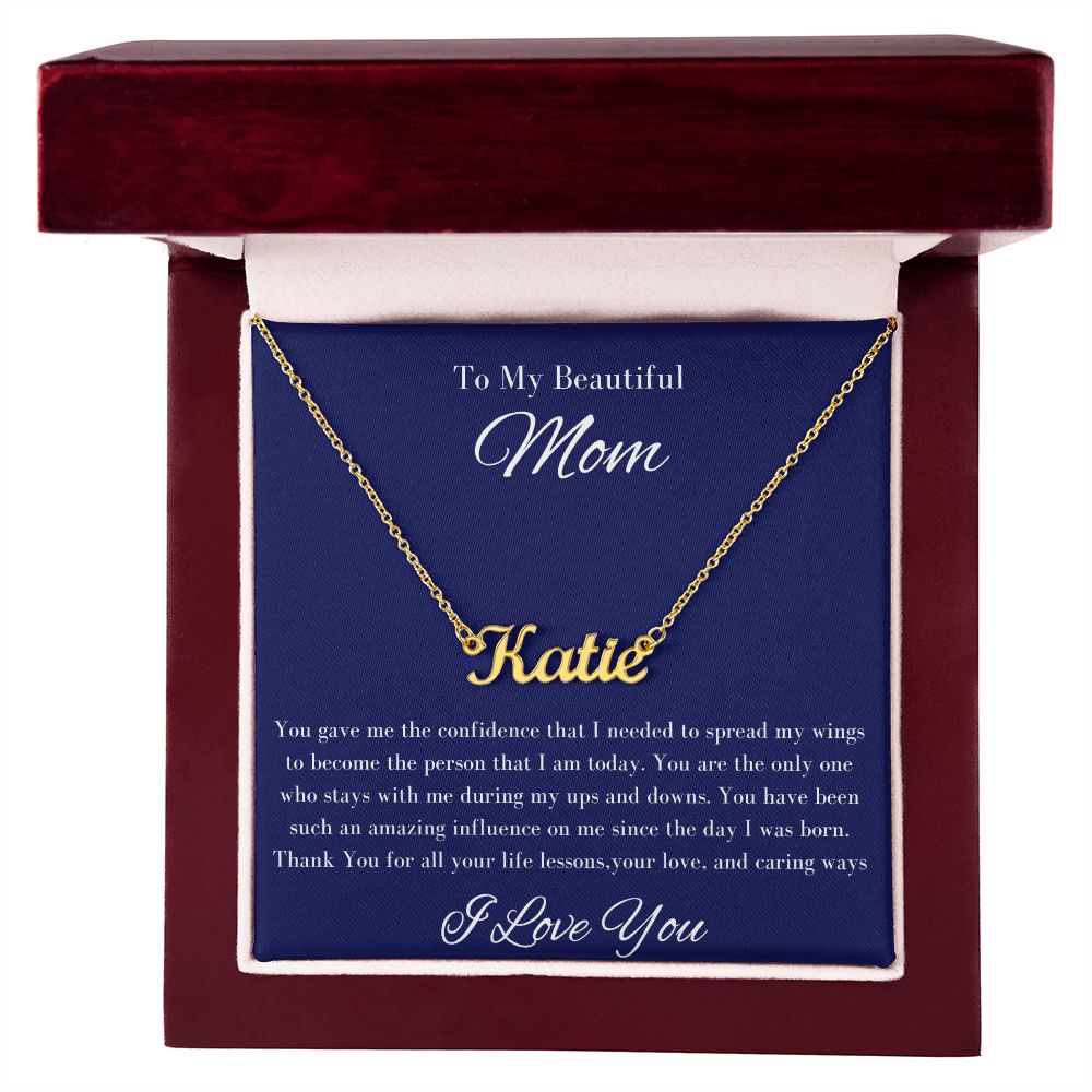 Mom Stepmom Mother's Day, Signature Personalized I Love You Neckless